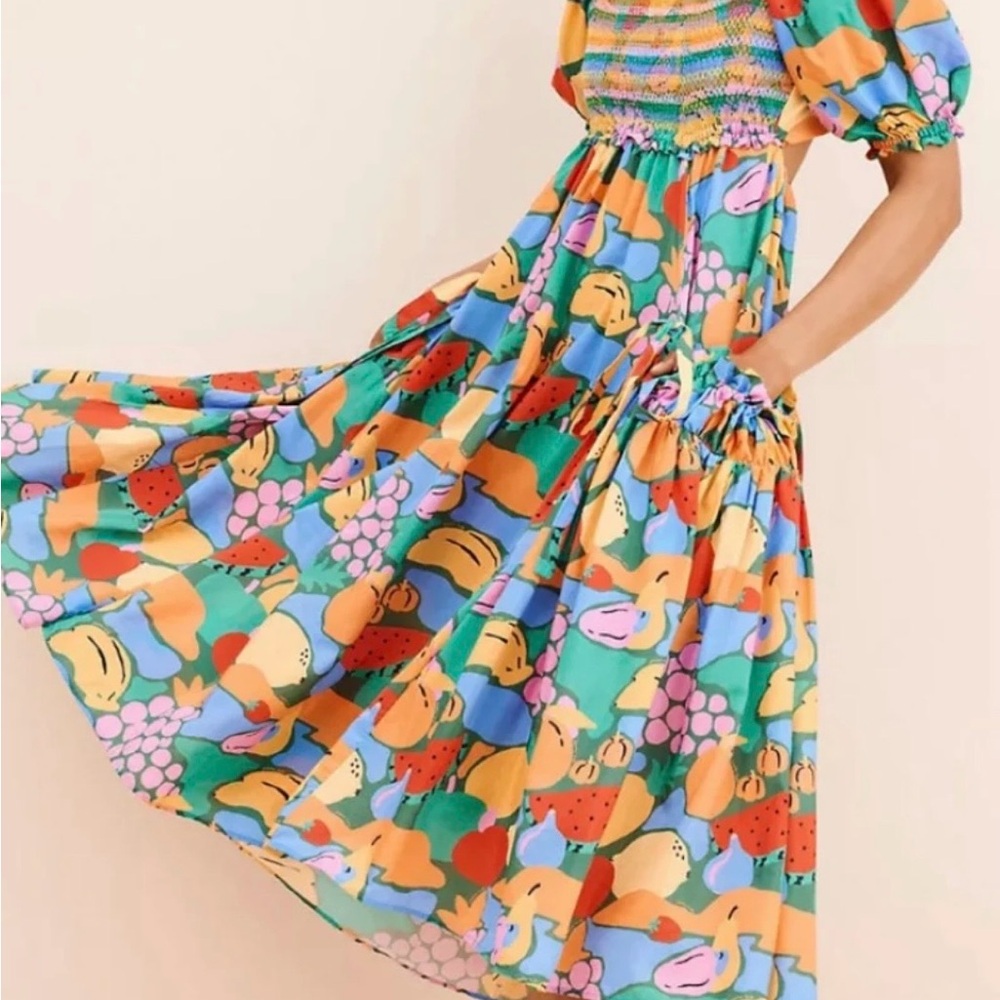 FARM Rio Multicolor Fruit Landscape Dress Maxi size M